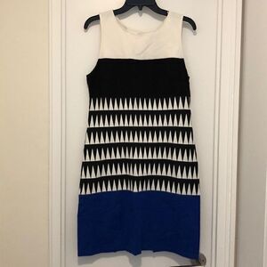 Bailey 44 Black/White/Blue Dress, Size Large